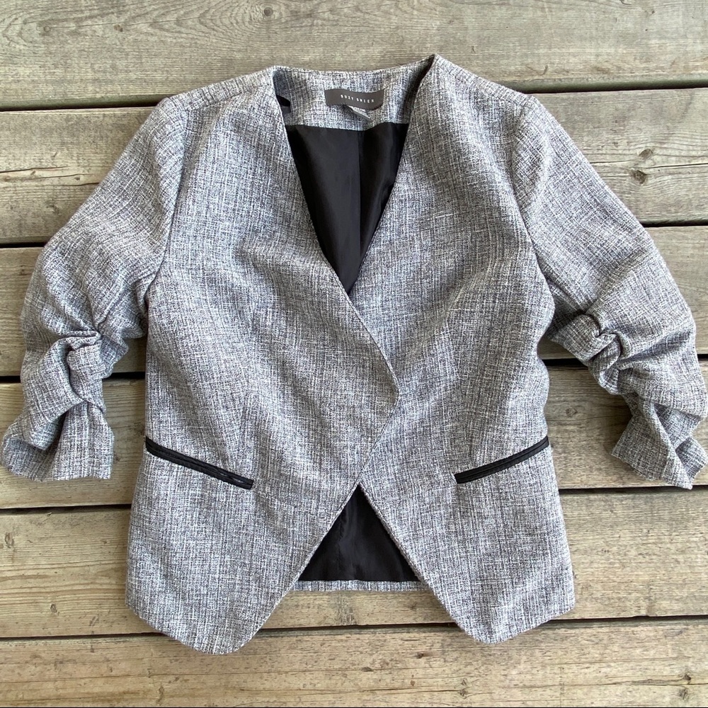 Suzy Shier Ruched-Sleeve Blazer